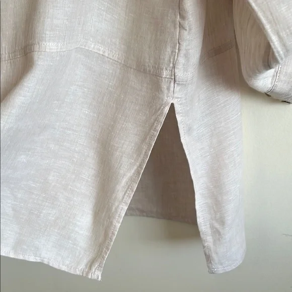 Tahari 100% LINEN Beige Long Sleeve Tunic - Picture 6 of 13